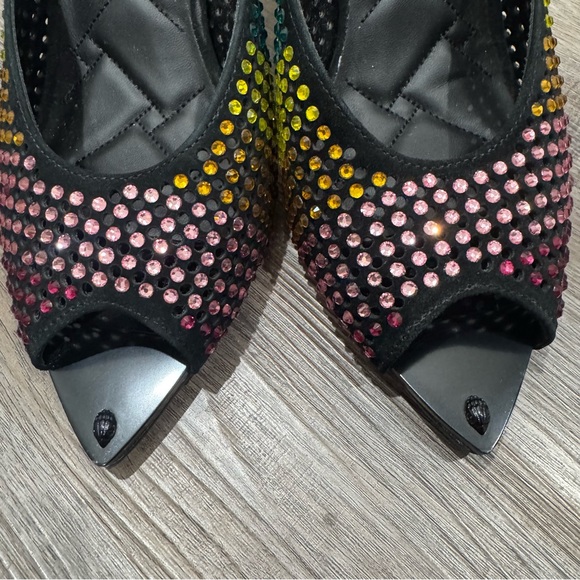 Kurt Geiger Regent Point Rainbow Embellished Crystal Ombré Mule Heels - Picture 6 of 16